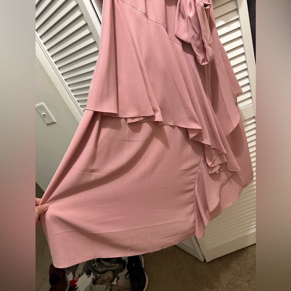 Danny & Nicole Ruffled Rose Midi Dress, Size 12 NWT - Picture 5 of 15